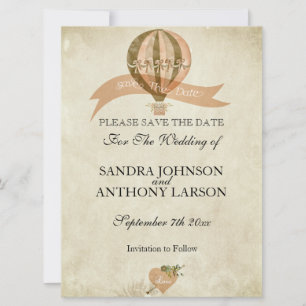 Reserve A Data Vintage Hot Air Balloon Casamento Salve A Data