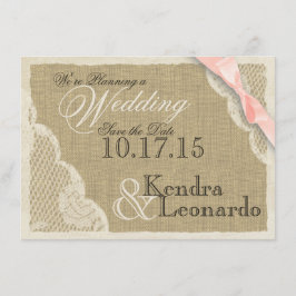 Reserve A Data Vintage Lace e Arco Rosa Esmagador Salve a Data