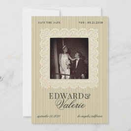 Reserve A Data Vintage Lace Stripes Old Money 2 Photo Wedding