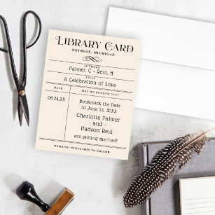 Reserve A Data Vintage Library Card Wedding Date (Salvamento da d