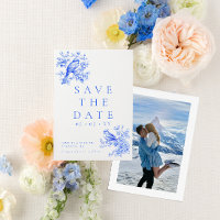 Vintage Love Birds Blue Chinoiserie Foto Casamento