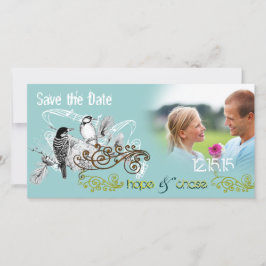 Reserve A Data Vintage Love Birds Salva a Data Sua Foto