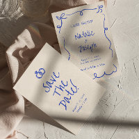 Vintage Manuscrito Casamento Funky Moderno Único