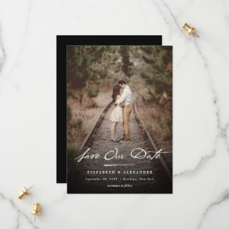 Reserve A Data Vintage Manuscrito Script Foto Simples e Elegante