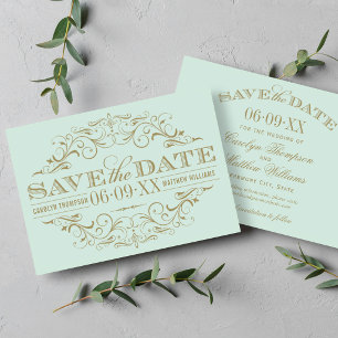 Reserve A Data Vintage Mint Antique Flourish Weding