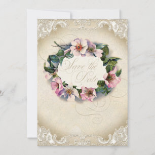 Reserve A Data Vintage Monograma Lace Rosa Rosa Selvagem Formal