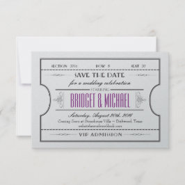 Reserve A Data Vintage Movie Ticket Casamento Salvar a Data