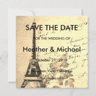 Reserve A Data Vintage Paris Salva a Data Casamento