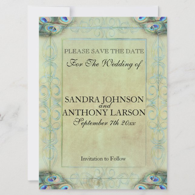 Reserve A Data Vintage Peacock Salvar Data (Frente)