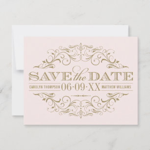 Reserve A Data Vintage Pink e Antiguamente Dourado Casamento Farm