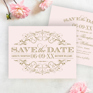 Reserve A Data Vintage Pink e Antiguamente Dourado Casamento Farm
