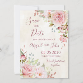 Reserve A Data Vintage Pink Floral Spring Save the Date Card