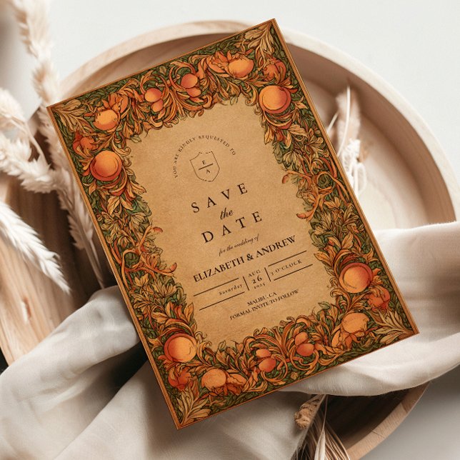 Reserve A Data Vintage Pomegranate Art Nouveau Casamento (Criador carregado)