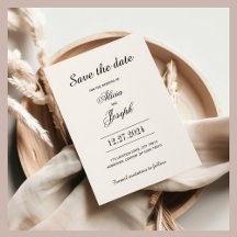 Vintage Preto Elegante Save the Date Florido