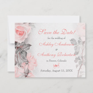 Reserve A Data Vintage Primrose Pink Roses Casamento Salve a Data