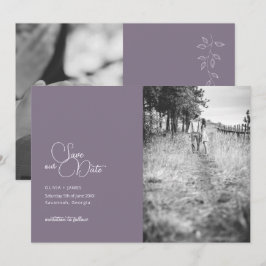 Reserve A Data Vintage Purple Photo Save The Date Card