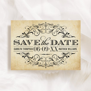 Reserve A Data Vintage Rustic Black Flourish Parerging Casamento