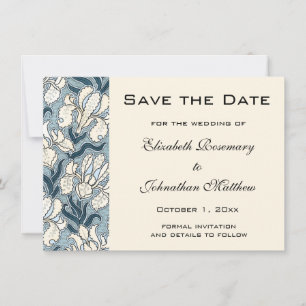 Reserve A Data Vintage Save the Date, Art Nouveau Iris Flowers