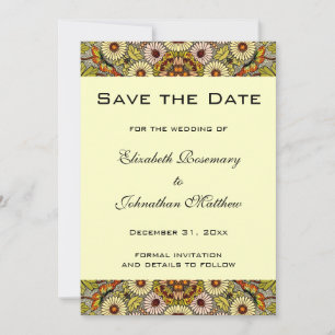 Reserve A Data Vintage Save the Date Jardim Flores Borboletas
