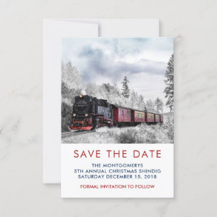 Reserve A Data Vintage Train Winter Christmas Cena Salvar a Data