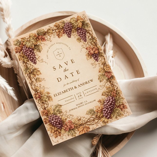 Reserve A Data Vintage Vineyard Grapes Wedding (Criador carregado)