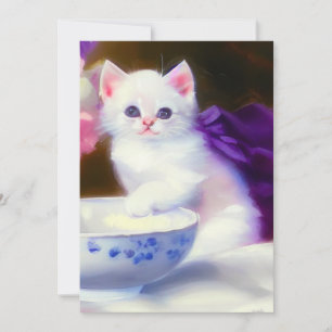 Reserve A Data Vintage White Kitten com Fita Roxa