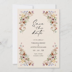 Reserve A Data Vintage Wildflower Save Date