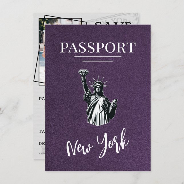 Reserve A Data Violet Nova Iorque Passport Salvar Data (Frente/Verso)