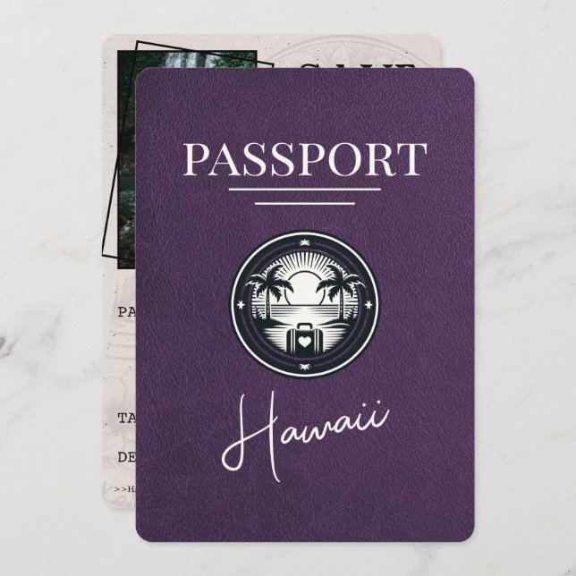 Reserve A Data Violet Purple Hawaii Passport Salvar Data (Frente/Verso)