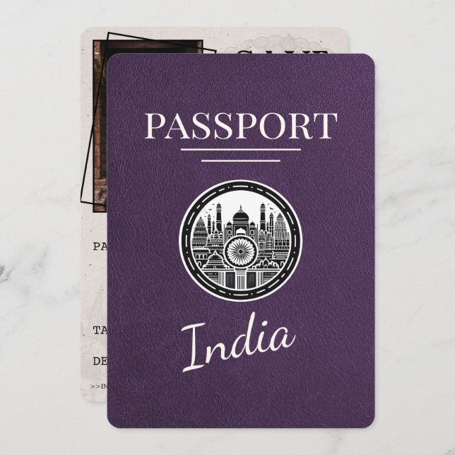 Reserve A Data Violet Purple India Passport Salvar Data (Frente/Verso)