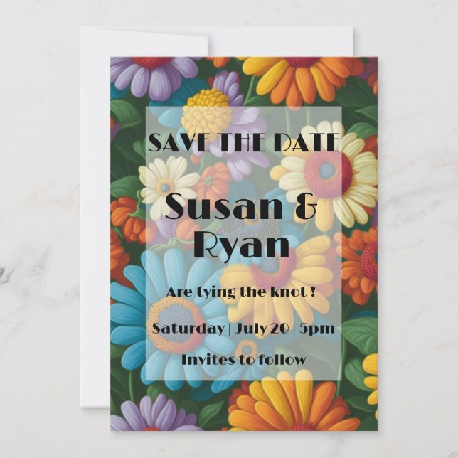 Reserve A Data Visitas coloridas com estilo retrô 70s (Frente)