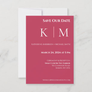 Reserve A Data Viva Magenta e White-Monogram-Wedding-