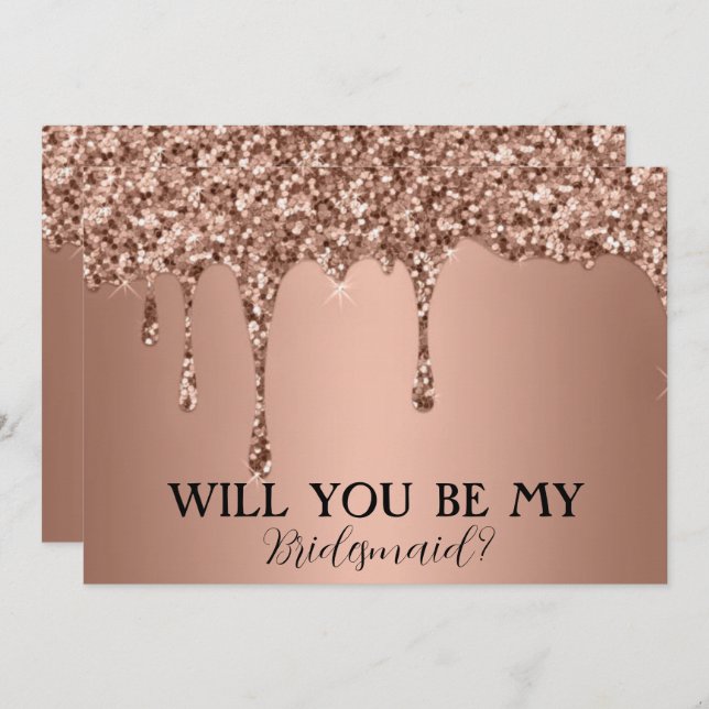 Reserve A Data Você Será Minha Rosa De Bridesmaid Com Glitter Dou (Frente/Verso)