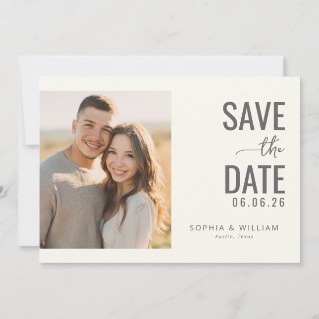 Reserve A Data Warm Beige Minimalist Photo (Frente)