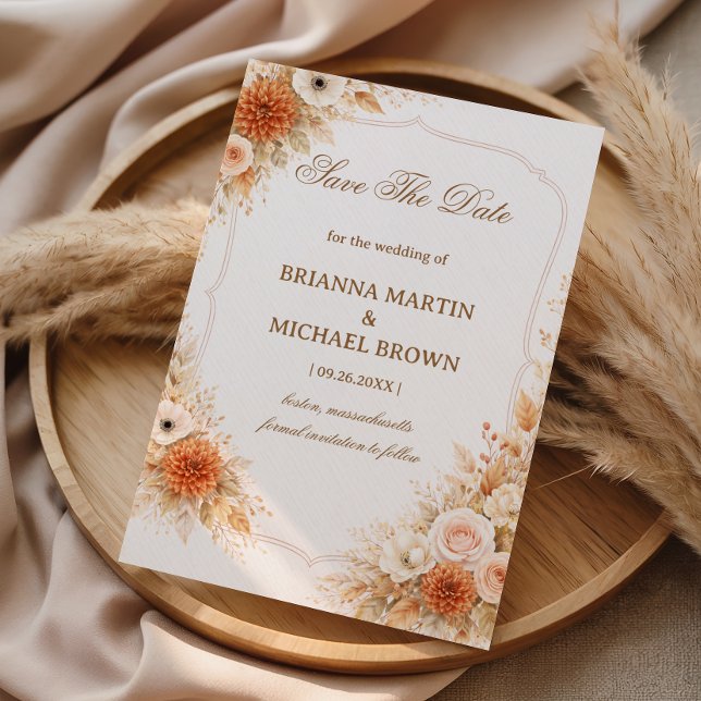 Reserve A Data Warm Neutral Floral Announcement (Criador carregado)