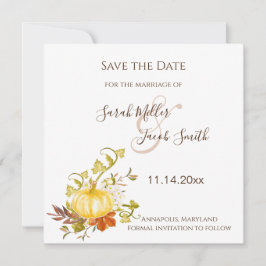 Reserve A Data Watercolor Autumn Pumpkin e Deixa Casamento