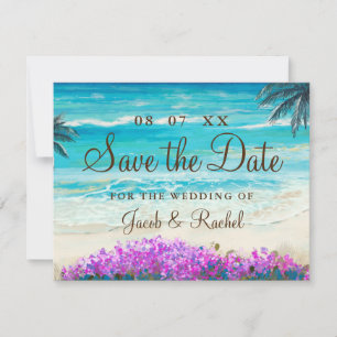 Reserve A Data Watercolor Beach Blue Ocean Save The Date Card