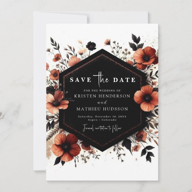 Reserve A Data Watercolor Boho Terracotta Wedding (Frente)