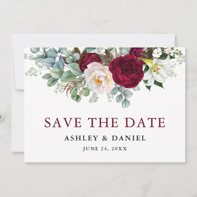 Reserve A Data Watercolor Burgundy Floral Greenery (Frente)