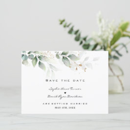 Reserve A Data Watercolor Eucalyptus Greenery Gold Wedding 