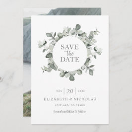 Reserve A Data Watercolor Eucalyptus Wedding Foto Para Salvar A D