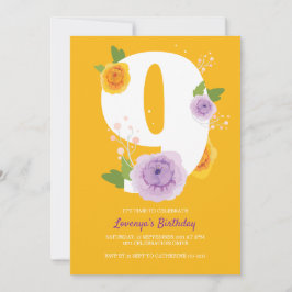 Reserve A Data Watercolor Floral Garden 9ª Festa de aniversário