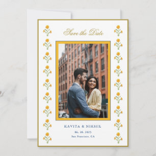 Reserve A Data Watercolor marigold Foto para salvar a data