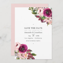Watercolor Marsala e Blush Floral Wedding