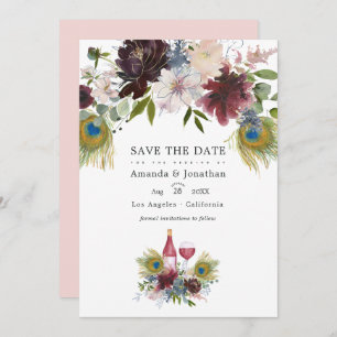 Reserve A Data Watercolor Marsala e Blush Floral Weds Save T