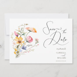 Reserve A Data Watercolor Meadow Wildflower Salva o Casamento da