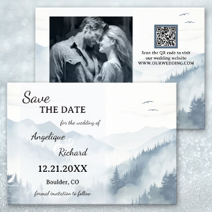 Reserve A Data Watercolor Pine Mountain Winter Save the Date Card