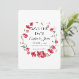 Reserve A Data Watercolor Poppy & Lavender Floral Wedding