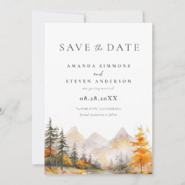 Reserve A Data Watercolor Rustic Fall Mountain Forest Wedding