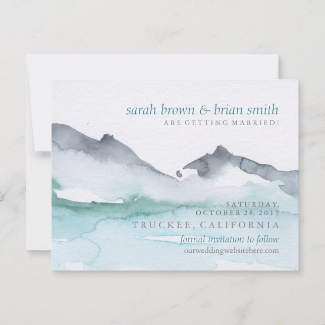 Reserve A Data Watercolor Salve o Casamento do Lago Montanhside (Frente)